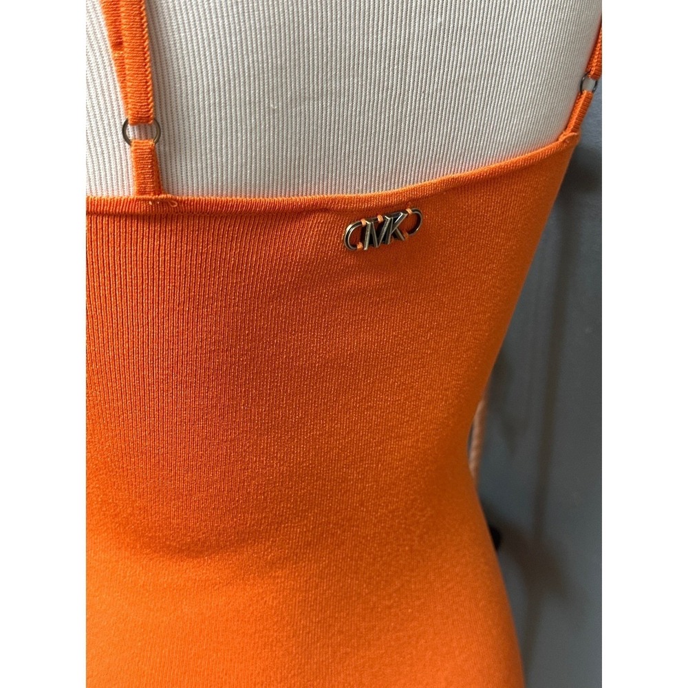 Michael Kors Orange Ribbed Knit Mini Dress Matching Briefs Y2K Resort XS - Picture 3 of 8